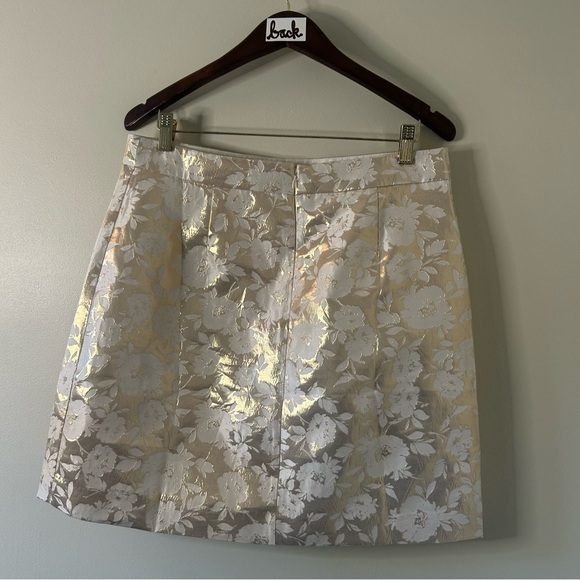 J. Crew beautiful floral metallic gold & cream skirt, women’s sz 12, GUC - Picture 5 of 11
